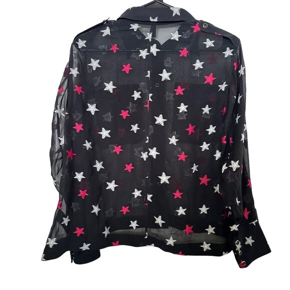 Rag & Bone Shirt Pearson Black Star Embroidered Silk Long Sleeve Button Up XS - Picture 3 of 6